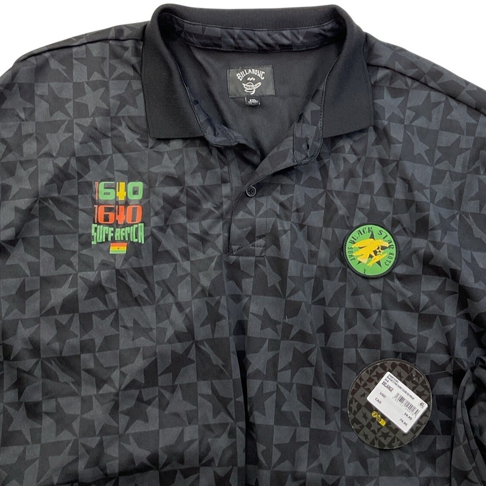 Billabong Black Star Surf Club Polo Shirt Mens XXL Black Star Africa 24A012501